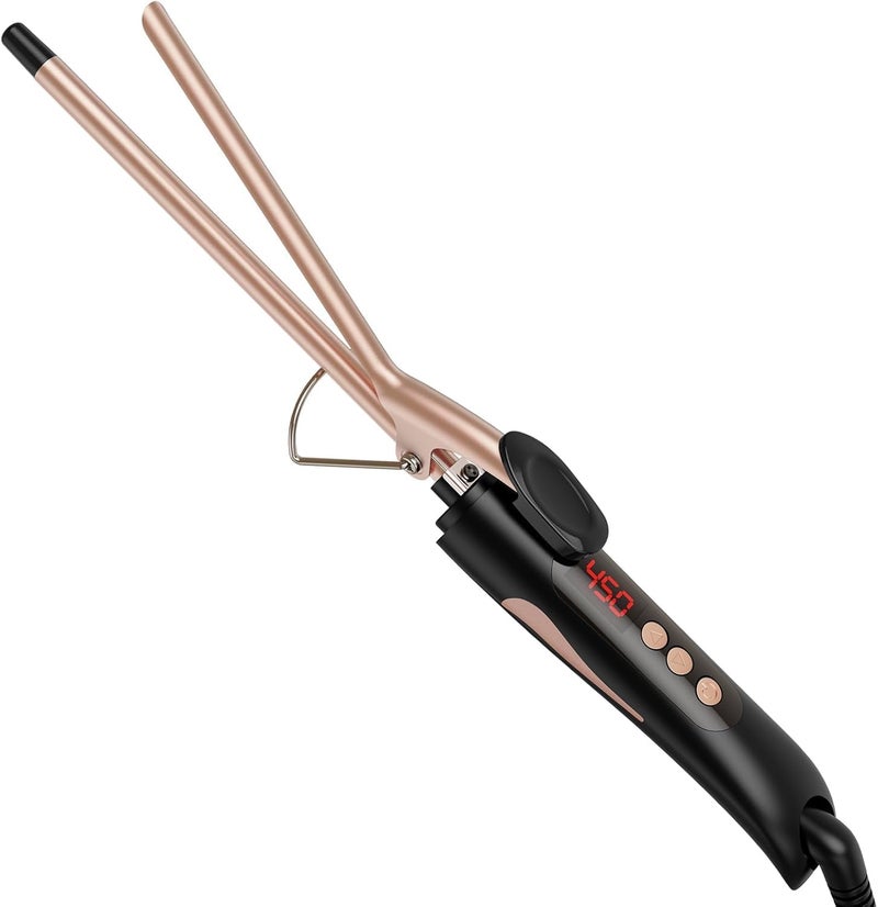 MELYDO 1/2 Inch Curling Iron for Short Hair & Long Hair, Half Inch Tourmaline Ceramic Curling Iron with Auto Shut-Off, Dual Voltage Small Barrel Curling Tongs Wand for Travel, Glove Include - Image 1